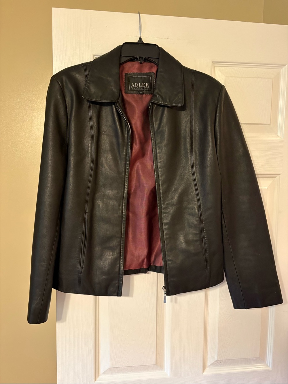 Vintage 90s Adler Women's Black Genuine Leather Zip Jacket
